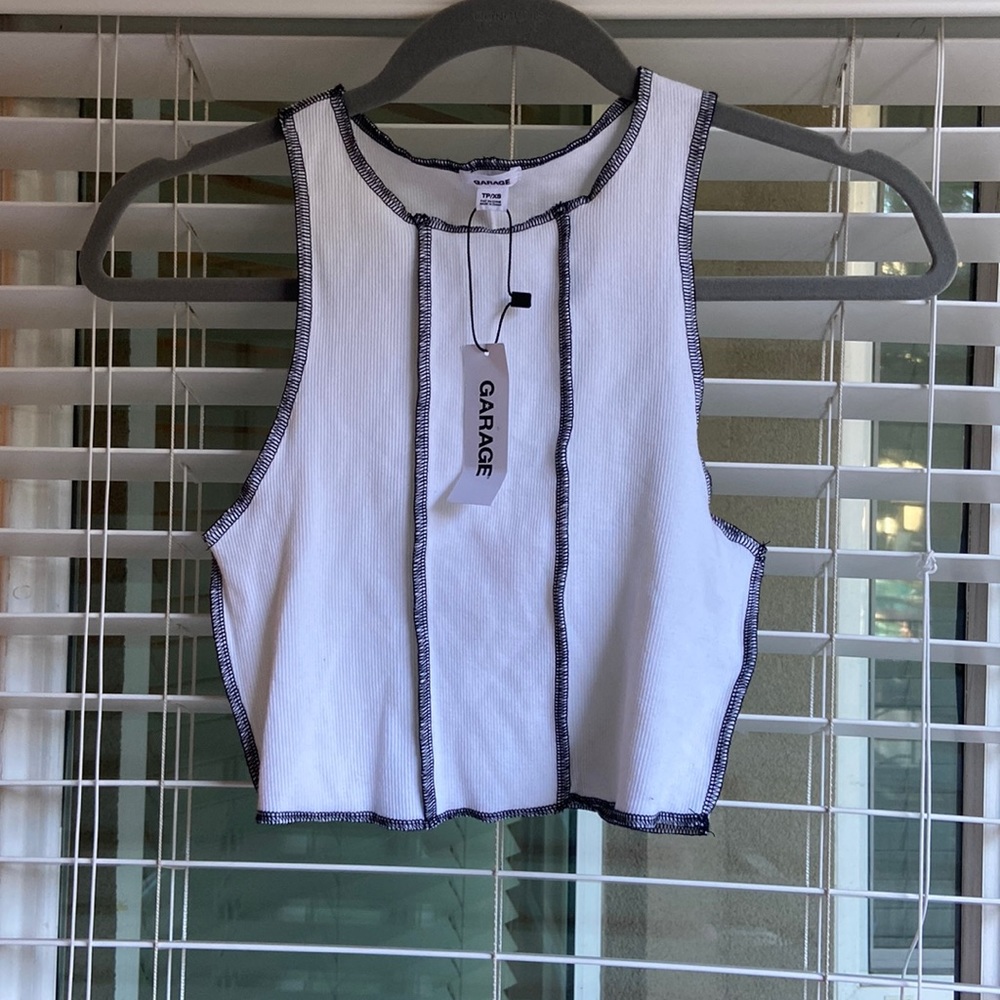 Garage white and black seamed tank